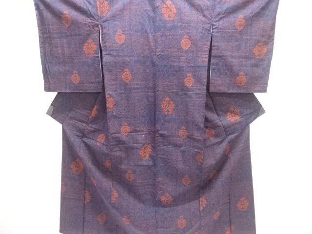 JAPANESE KIMONO / UNUSED TSUMUGI / WOVEN FLOWER SARASA